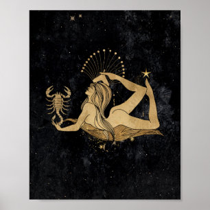 Zodiac Goddess   Cosmic Gold Schorpioen Astrologie Poster