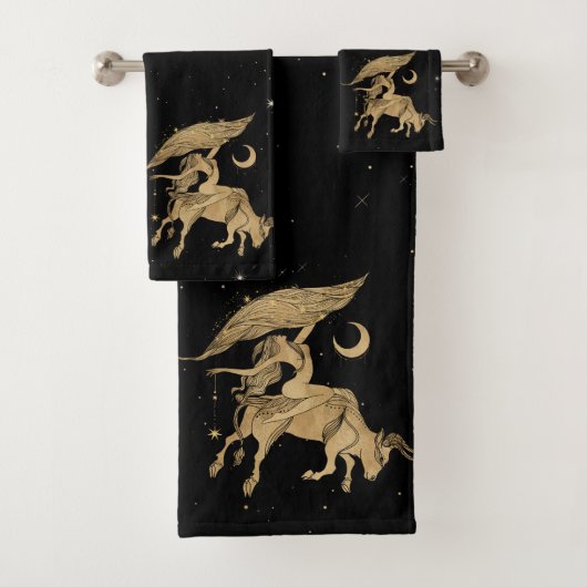 Zodiac Goddess | Cosmic Gold Taurus Astrologie Bad Handdoek (Insitu)