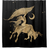 Zodiac Goddess | Cosmic Gold Taurus Astrologie Douchegordijn (Voorkant)
