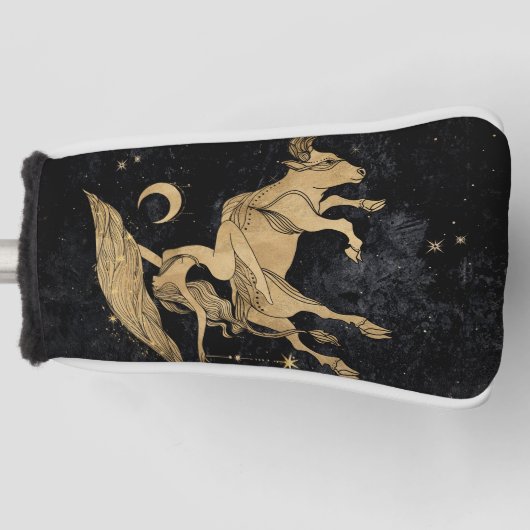 Zodiac Goddess | Cosmic Gold Taurus Astrologie Golfheadcover (Voorkant)