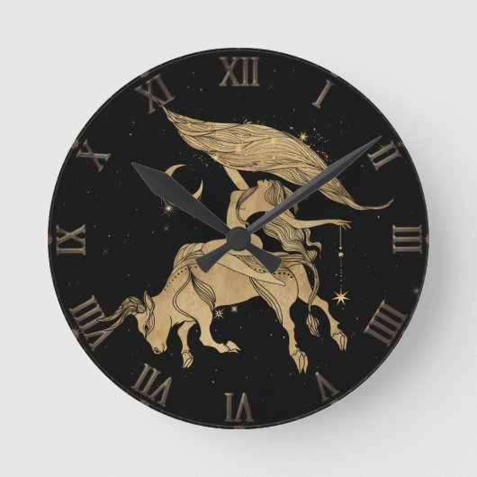 Zodiac Goddess | Cosmic Gold Taurus Astrologie Ronde Klok (Voorkant)