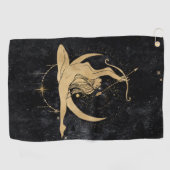 Zodiac Goddess | Kosmische gouden Boogschutter Ast Golfhanddoek (Horizontaal)