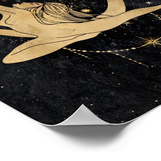 Zodiac Goddess | Kosmische gouden Boogschutter Ast Poster (Hoek)