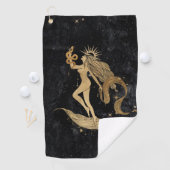 Zodiac Goddess | Kosmische gouden Maagd Astrologie Golfhanddoek (Insitu)