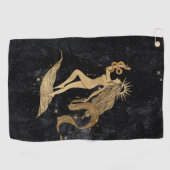 Zodiac Goddess | Kosmische gouden Maagd Astrologie Golfhanddoek (Horizontaal)