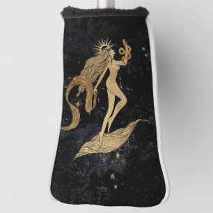 Zodiac Goddess   Kosmische gouden Maagd Astrologie Golfheadcover