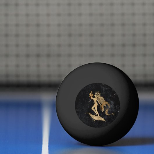 Zodiac Goddess | Kosmische gouden Maagd Astrologie Pingpongbal (Net)