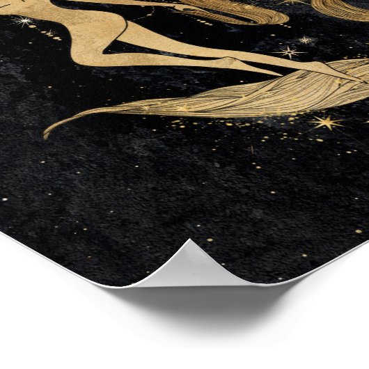 Zodiac Goddess | Kosmische gouden Maagd Astrologie Poster (Hoek)