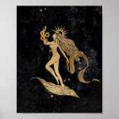 Zodiac Goddess | Kosmische gouden Maagd Astrologie Poster (Voorkant)