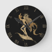 Zodiac Goddess | Kosmische gouden Maagd Astrologie Ronde Klok (Voorkant)