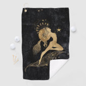 Zodiac Goddess | Kosmische gouden Ram Astrologie Golfhanddoek (Insitu)