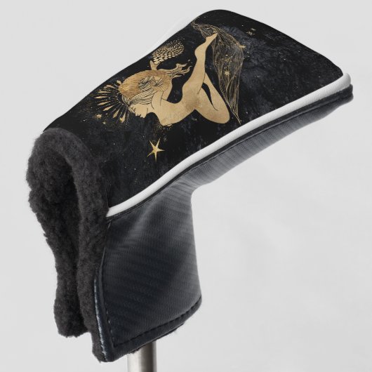 Zodiac Goddess | Kosmische gouden Ram Astrologie Golfheadcover (3/4 voorkant)