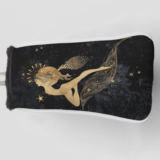 Zodiac Goddess | Kosmische gouden Ram Astrologie Golfheadcover (Voorkant)