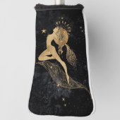 Zodiac Goddess | Kosmische gouden Ram Astrologie Golfheadcover (Draai 90)