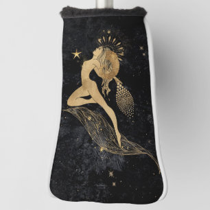 Zodiac Goddess   Kosmische gouden Ram Astrologie Golfheadcover