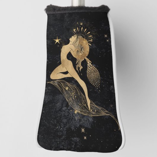 Zodiac Goddess | Kosmische gouden Ram Astrologie Golfheadcover (Draai 90)