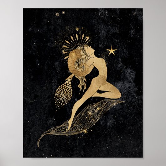Zodiac Goddess | Kosmische gouden Ram Astrologie Poster (Voorkant)