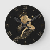 Zodiac Goddess | Kosmische gouden Ram Astrologie Ronde Klok (Voorkant)