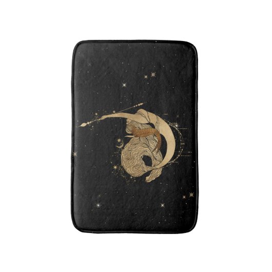 Zodiac Goddess | Kosmische gouden Steenbok Astrolo Badmat (Voorkant Verticaal)