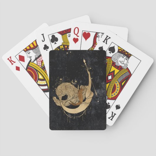 Zodiac Goddess | Kosmische gouden Steenbok Astrolo Pokerkaarten (Achterkant)
