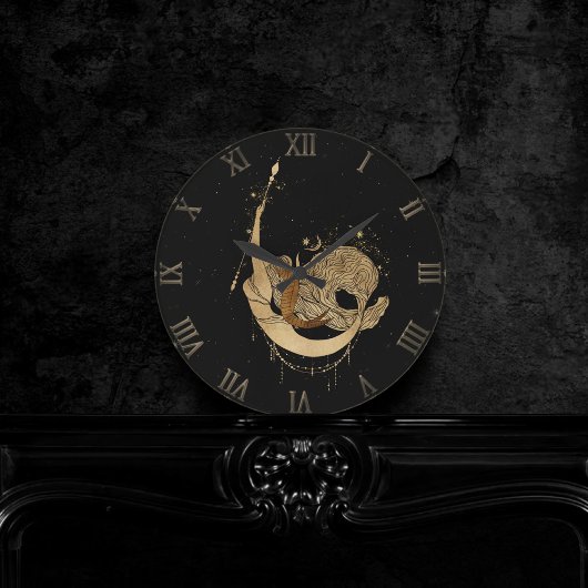 Zodiac Goddess | Kosmische gouden Steenbok Astrolo Ronde Klok