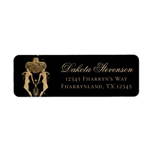 Zodiac Goddess | Kosmische gouden Tweelingen Astro Etiket (Voorkant)