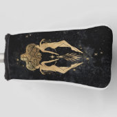 Zodiac Goddess | Kosmische gouden Tweelingen Astro Golfheadcover (Voorkant)