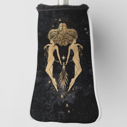 Zodiac Goddess | Kosmische gouden Tweelingen Astro Golfheadcover (Draai 90)