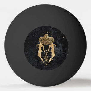 Zodiac Goddess   Kosmische gouden Tweelingen Astro Pingpongbal