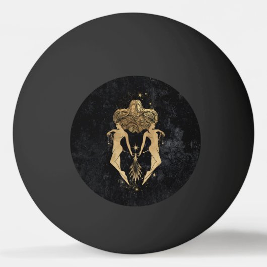 Zodiac Goddess | Kosmische gouden Tweelingen Astro Pingpongbal (Achterkant)