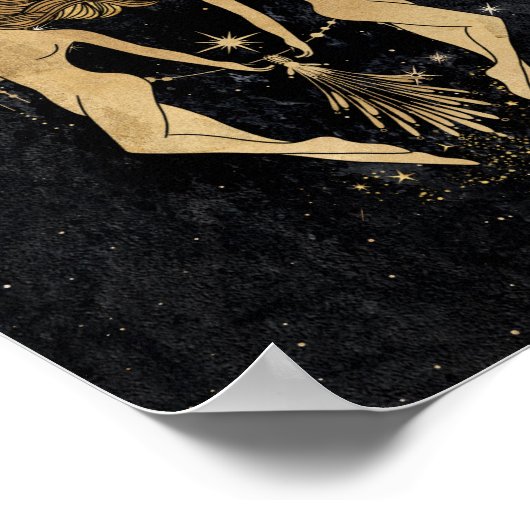 Zodiac Goddess | Kosmische gouden Tweelingen Astro Poster (Hoek)
