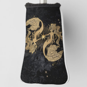 Zodiac Goddess Kosmische gouden Vissen Astrologi Golfheadcover