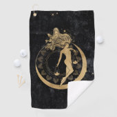 Zodiac Goddess | Kosmische gouden Weegschaal Astro Golfhanddoek (Insitu)