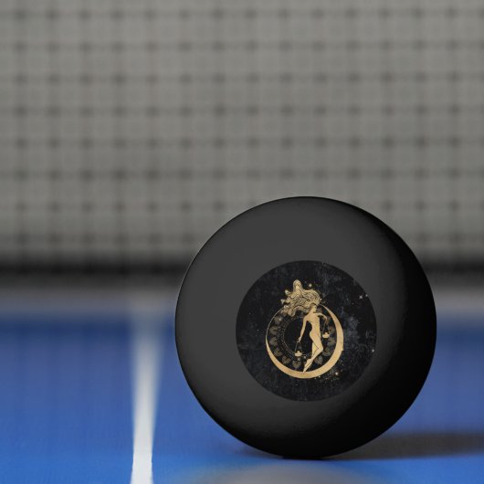 Zodiac Goddess | Kosmische gouden Weegschaal Astro Pingpongbal (Net)