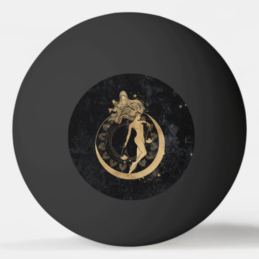 Zodiac Goddess | Kosmische gouden Weegschaal Astro Pingpongbal (Voorkant)