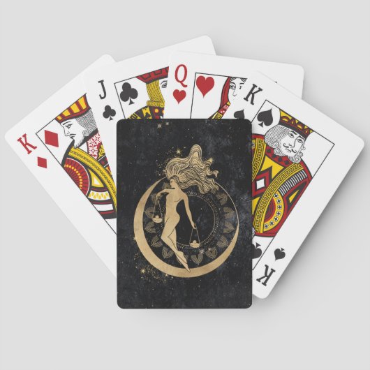 Zodiac Goddess | Kosmische gouden Weegschaal Astro Pokerkaarten (Achterkant)