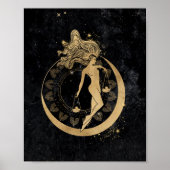 Zodiac Goddess | Kosmische gouden Weegschaal Astro Poster (Voorkant)