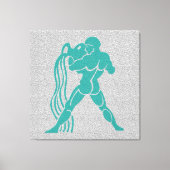 Zodiac Gray White Turquoise Water Bearer Aquarius Canvas Afdruk (Voorkant)