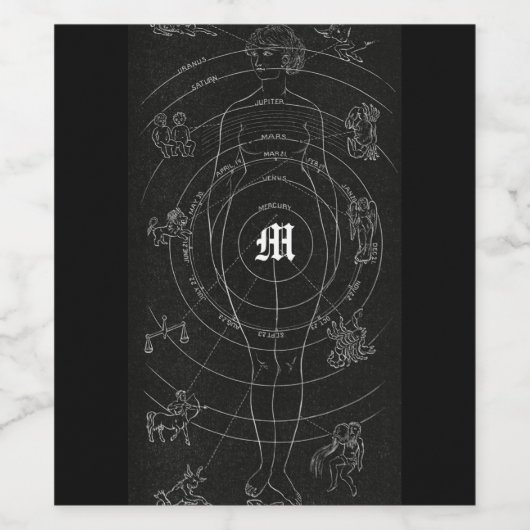 Zodiac, horoscoop, astrologie, hematologische fees wijn etiket (Enkel label)