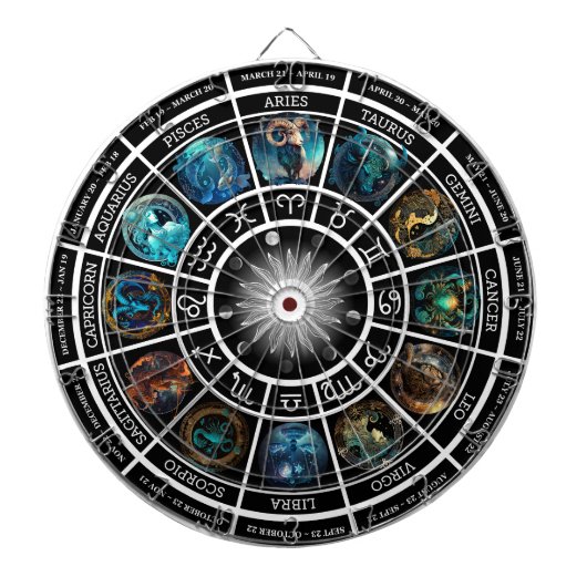 Zodiac Horoscoop Dart Board - Met 12 Zodiacs Dartbord (Voorkant)