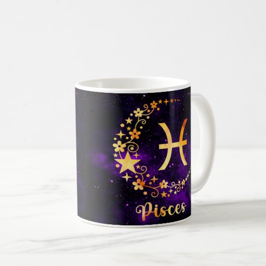 Zodiac Horoscope Pisces Design Coffee Mok Cup (Voorkant rechts)