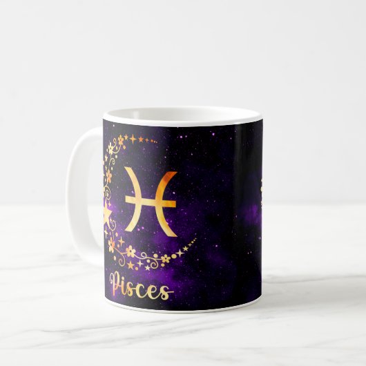 Zodiac Horoscope Pisces Design Coffee Mok Cup (Voorkant links)