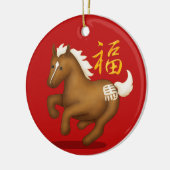 Zodiac Horse "Fortune" Chinese New Year Custom Keramisch Ornament (Links)