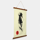 Zodiac Horse inkt kunst sumi-e Hangend Wandkleed (Gebogen)