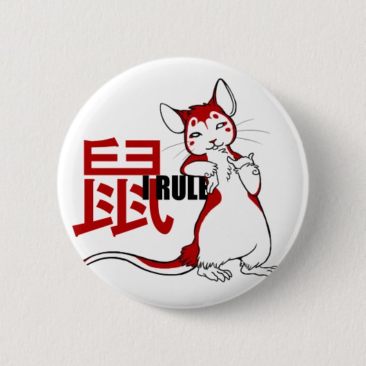 Zodiac-I Rule Rat Ronde Button 5,7 Cm (Voorkant)