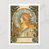 Zodiac Illustration Alphonse Mucha Briefkaart (Voorkant)