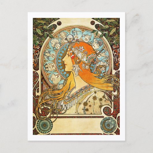 Zodiac Illustration Alphonse Mucha Briefkaart (Voorkant)