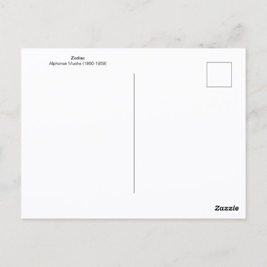 Zodiac Illustration Alphonse Mucha Briefkaart (Achterkant)