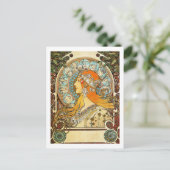 Zodiac Illustration Alphonse Mucha Briefkaart (Staand voorkant)