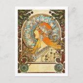 Zodiac Illustration Alphonse Mucha Briefkaart (Voorkant)